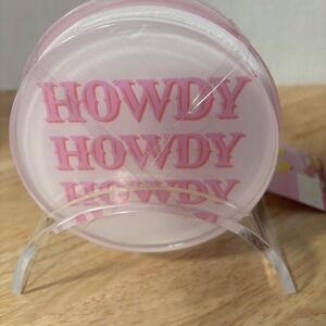 Bread and Butter Howdy Howdy Howdy Pink Coasters Set of 4 Happy Hour New‎